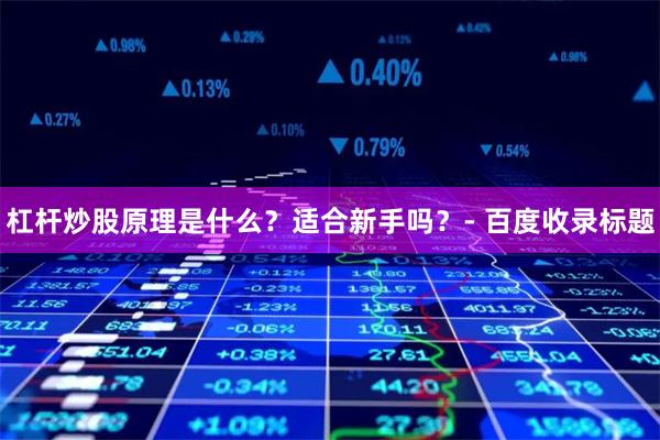 杠杆炒股原理是什么？适合新手吗？- 百度收录标题